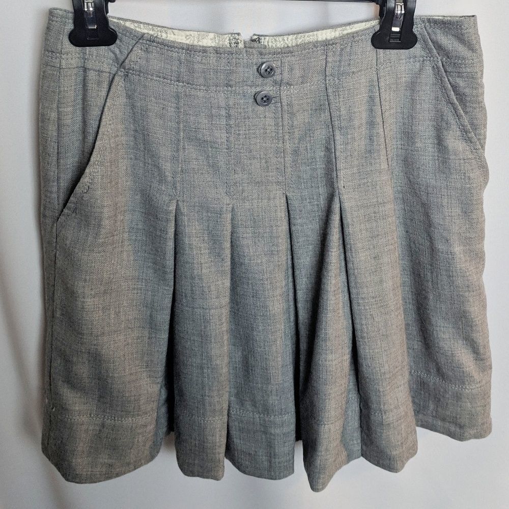 Anthropologie - Elevenses Grey Wool Pleated Skirt Sz 4